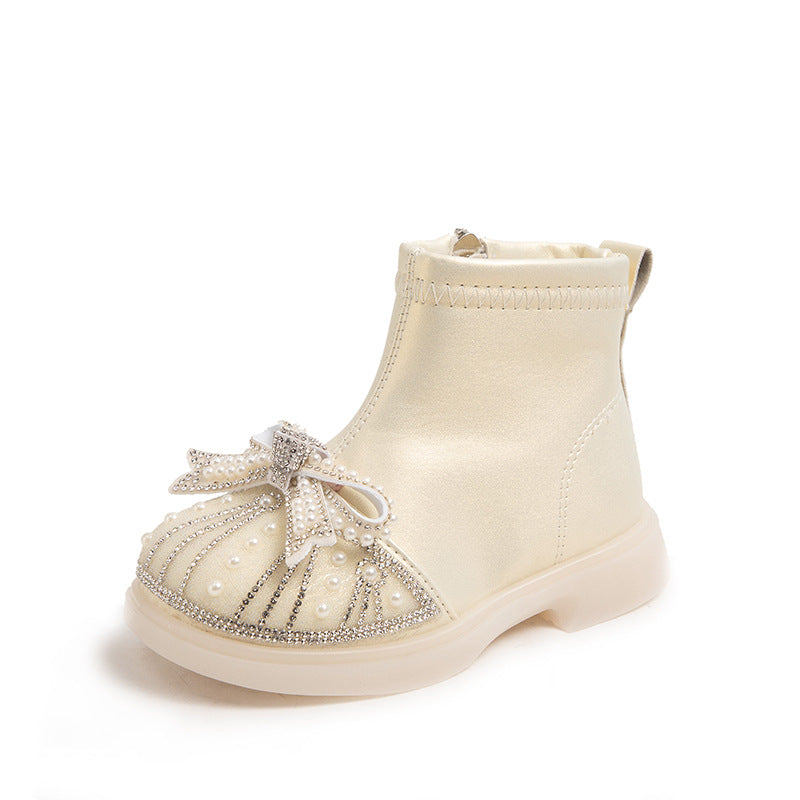 Kids Rhinestone Booties With Soft Soles