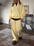 Quarter-Zip Top and Wide-Leg Sweatpants Set