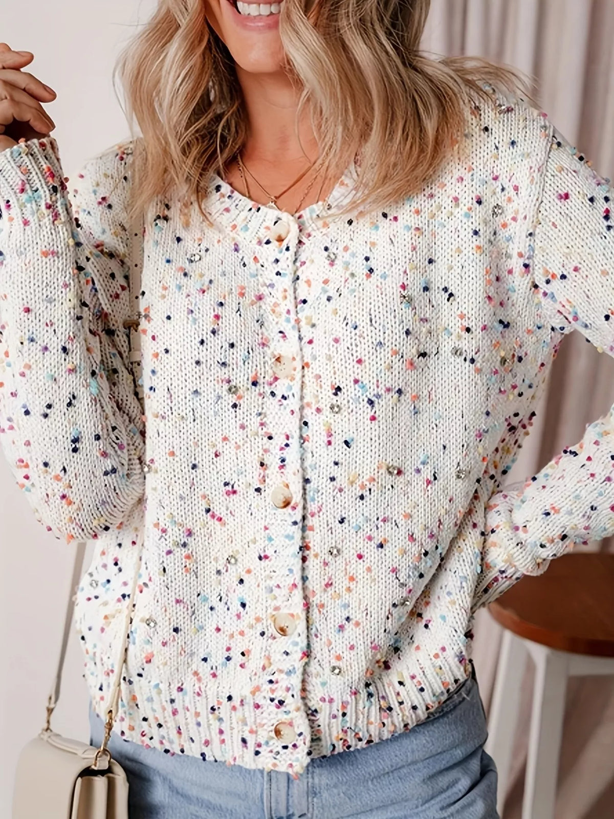 Textured Knit Button-Up Cardigan