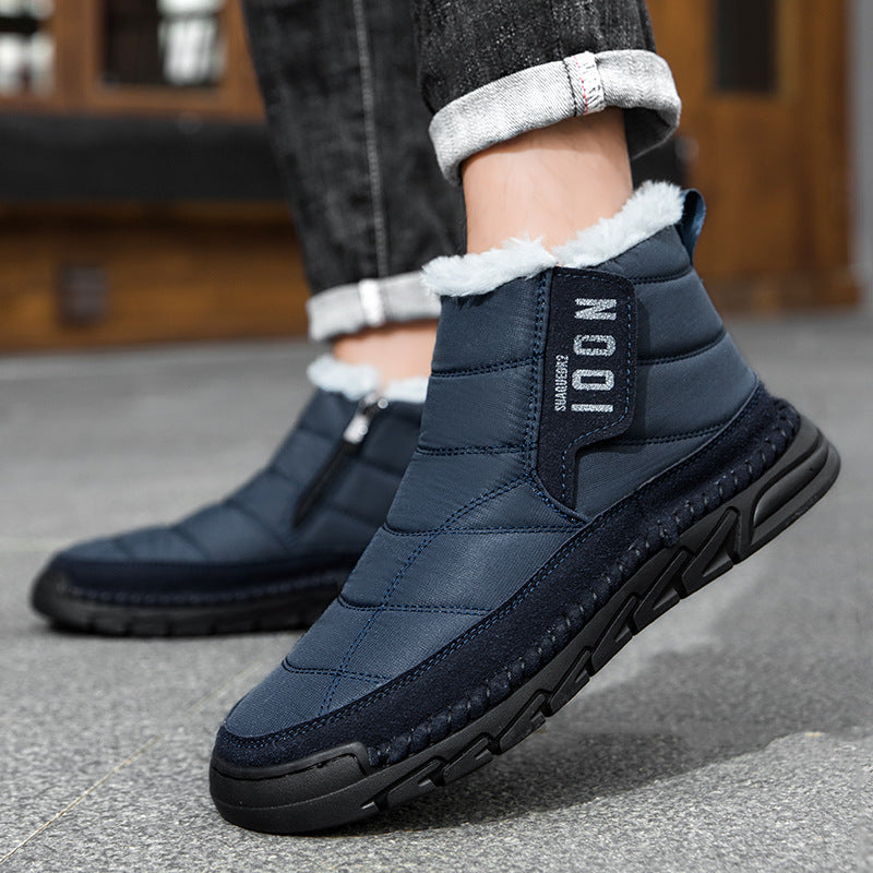 Plus-size Mens Winter Snow Waterproof Non-slip Cotton Boots With A Warm