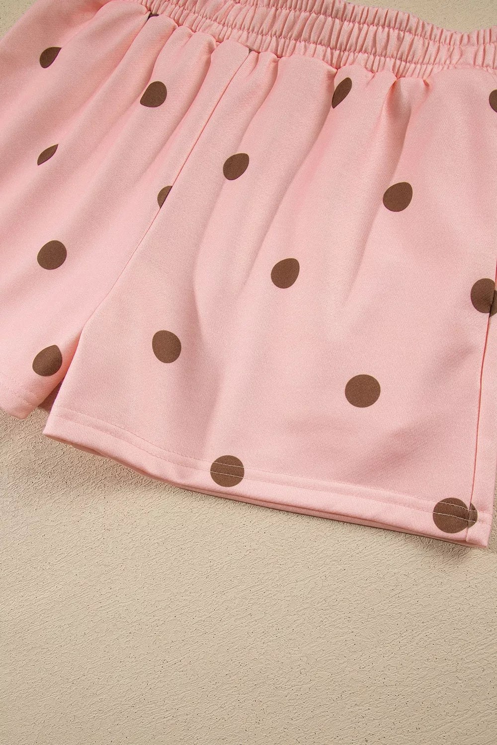 Polka Dot Long Sleeve Sweatshirt and Shorts Lounge Set