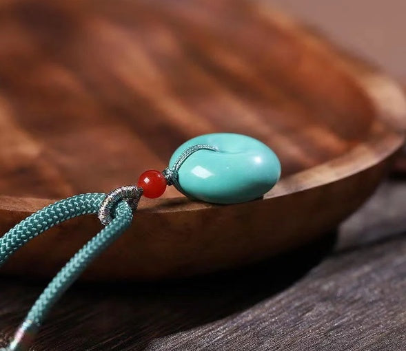 High Porcelain Turquoise Bread Ring Safety Buckle