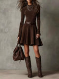 Mock Neck A-Line Dress