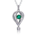 S925 Silver 2.5g 0.52ct Lab-Created Emerald Heart Necklace, 40&5cm