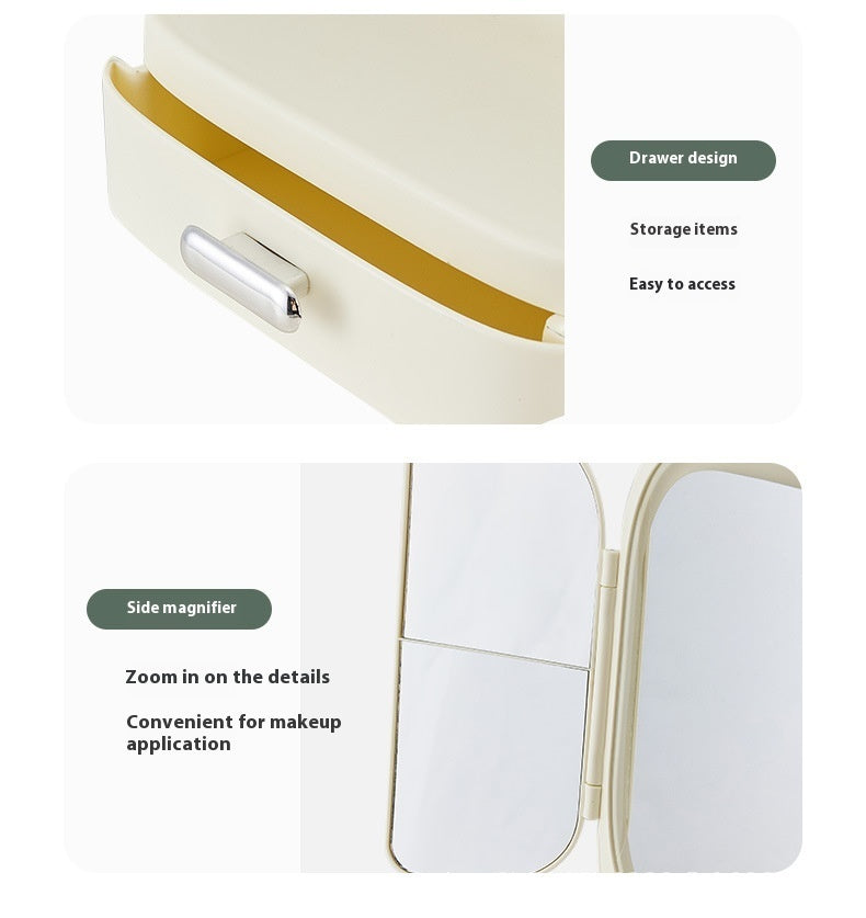 Led Desktop Cosmetic Mirror Household Foldable With Light