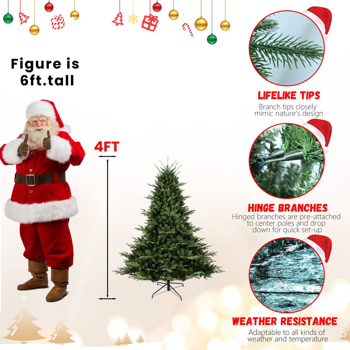 4FT Full-Shaped Christmas Tree with 714 Tips