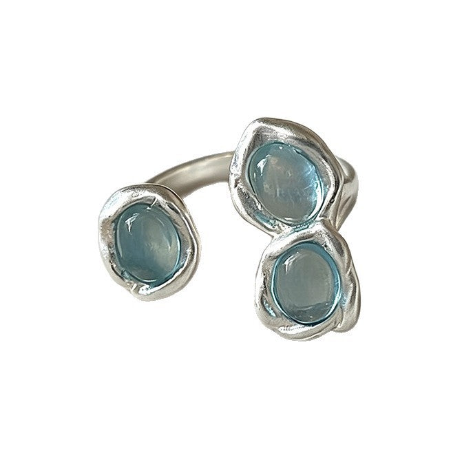 Niche Design Textured Silver-plated Matte Trendy Ring