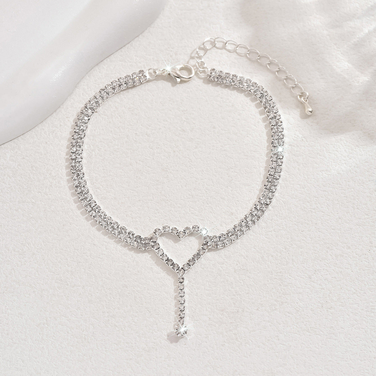2026 New Style Sweet And Simple Rhinestone Bow Tassel Anklet Summer Seaside Beach Vacation Style Foot Jewelry Wholesale