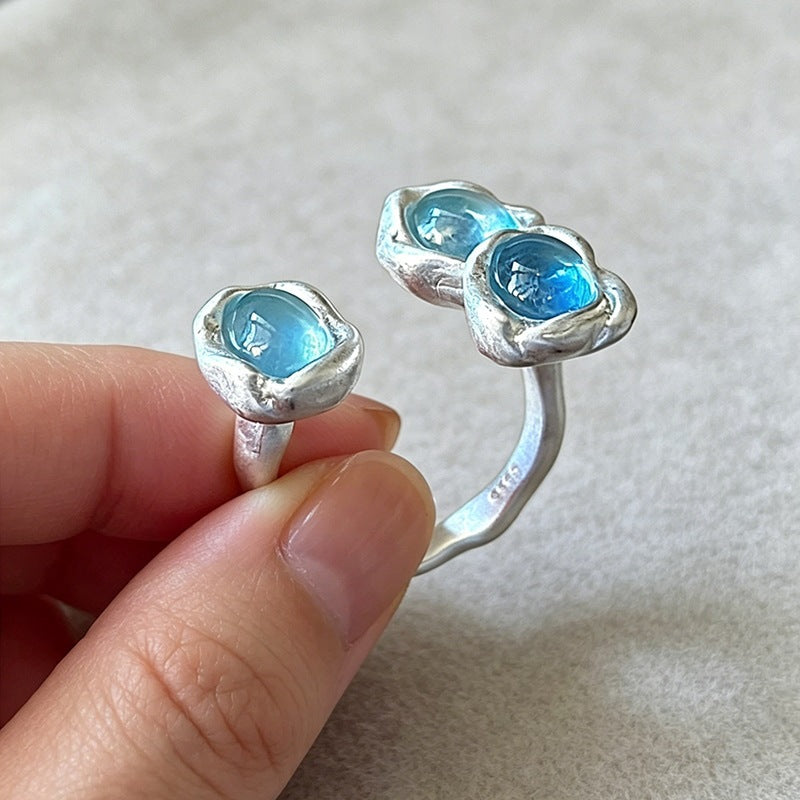 Niche Design Textured Silver-plated Matte Trendy Ring