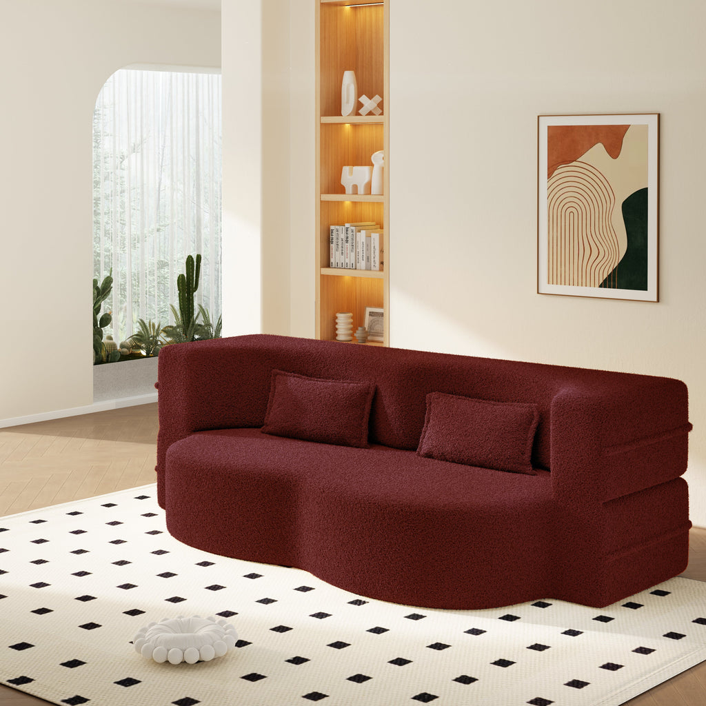 Modern Convertible Floor Sofa with 2 Pillows