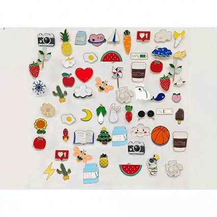 Creative And Adorable Brooches In Various Designs Featuring Animals, Flowers, And Fruits