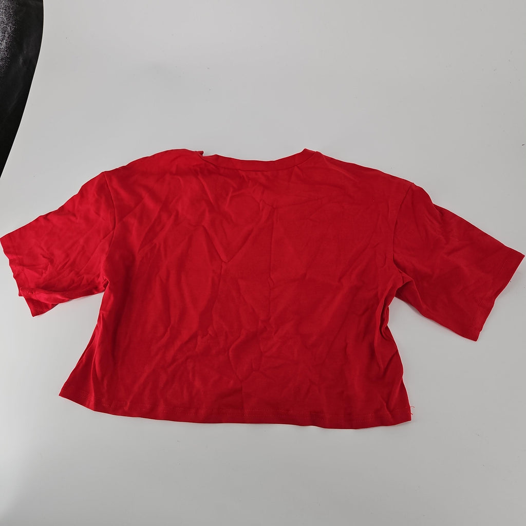 [Like New] USA Floral Graphic Red V-Neck T-Shirt