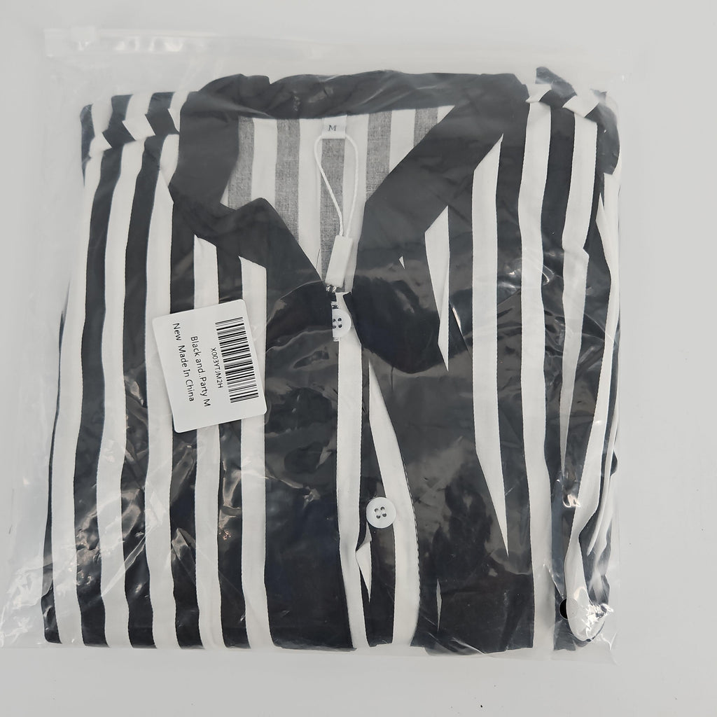 Striped Button-Front Shirt, Size M