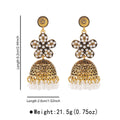 Retro Floral Rhinestone-studded Tassel Stud Earrings