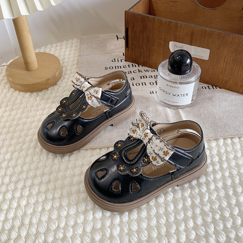Girls' Closed-Toe Sandals, Embroidered Kids Fashion Bow Princess Shoes, Summer Style, Lightweight Toddler & Little Kids First Walkers Shoes