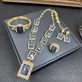 Light Luxury Full-diamond Ring Earring And Necklace Set