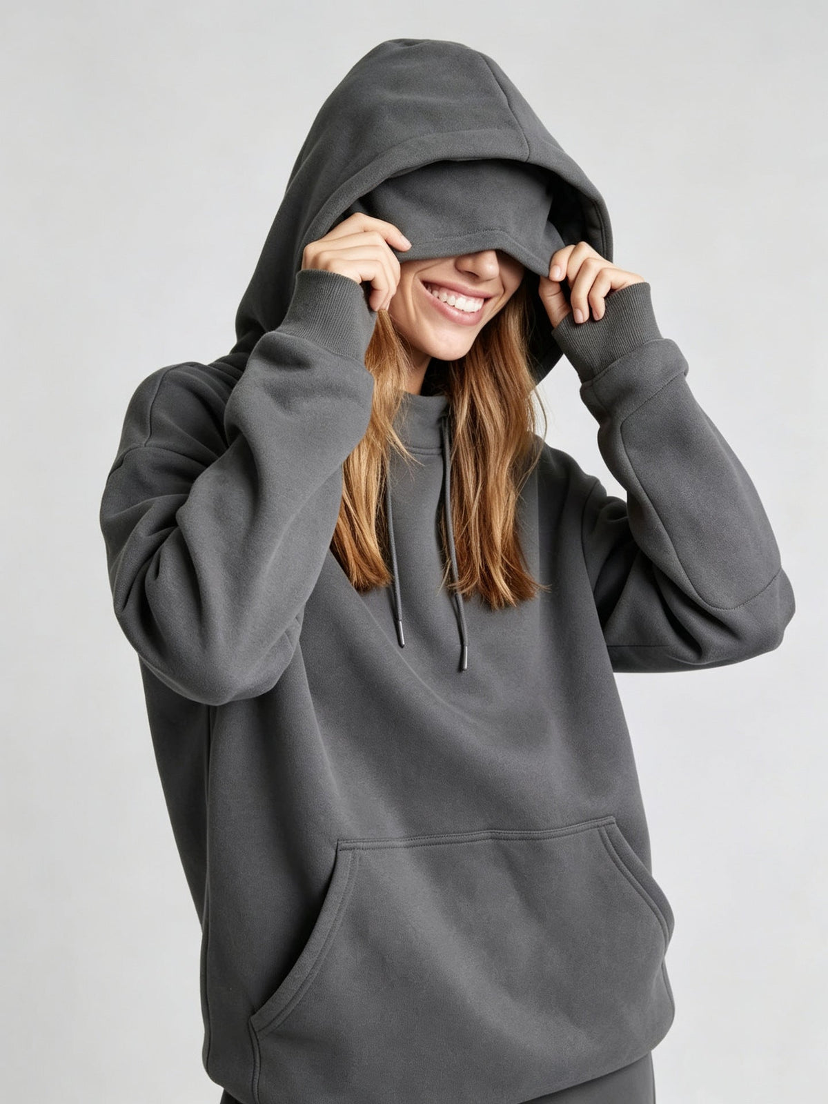 2026 Autumn Winter New European And American Style Fleece-Lined Hoodie For Women, Solid Color, Loose Fit, Casual Pullover, Cross-Border Women's Clothing