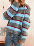 Striped Round Neck Long Sleeve Sweater