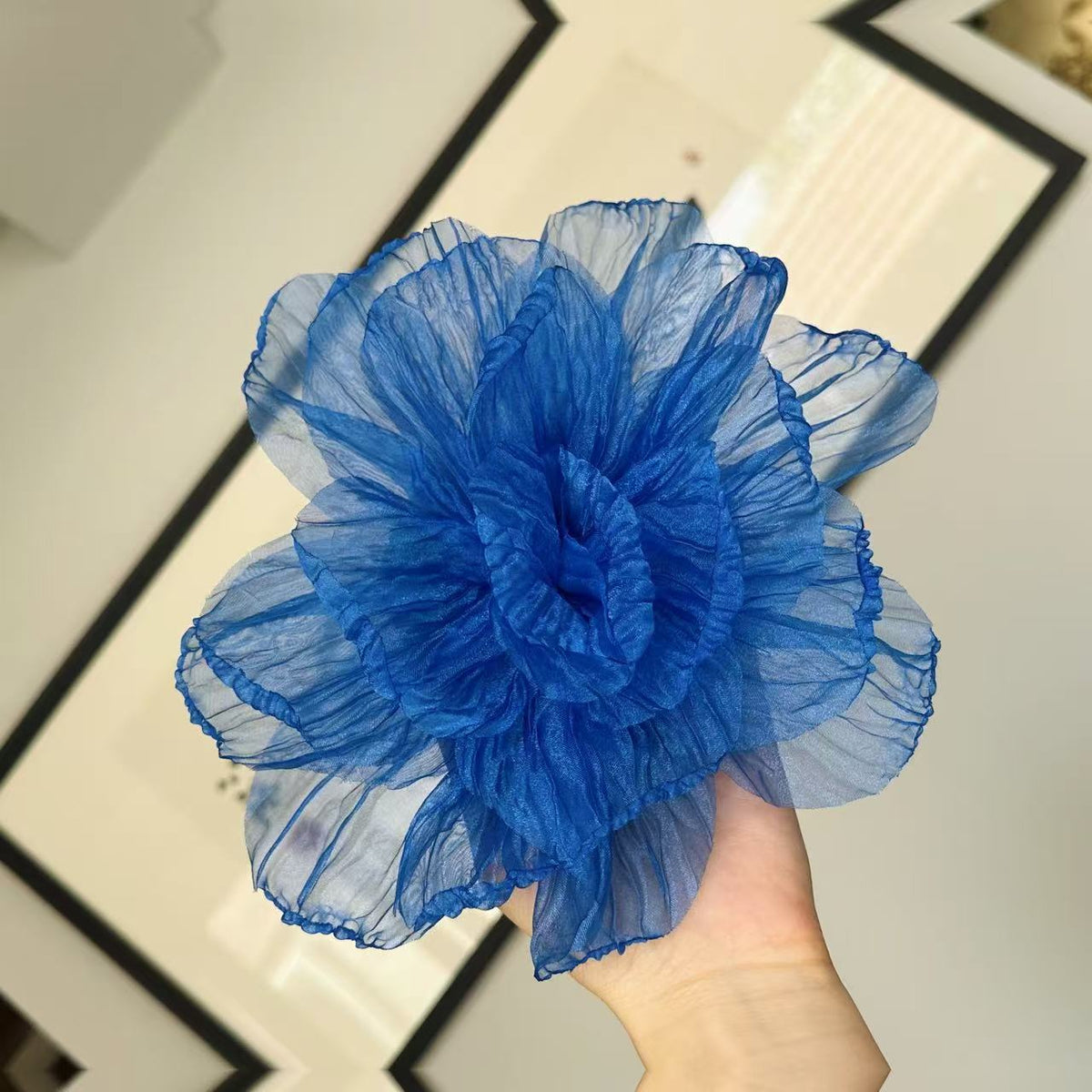 20cm Ruffled Burn-edged Camellia Corsage