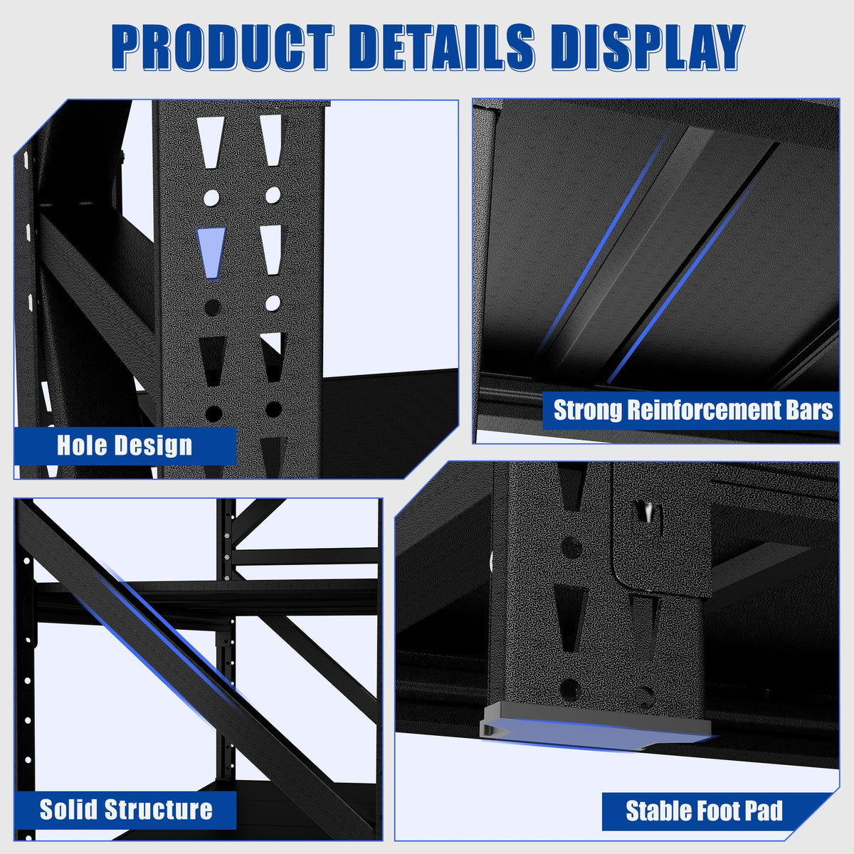 Heavy Duty Garage Shelving 6000LBS, Extra Wide Metal Adjustable Shelves