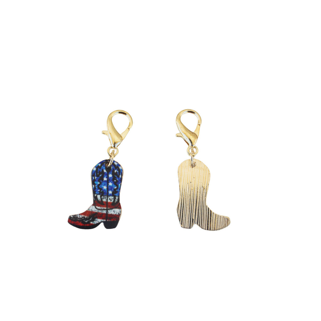 Alloy Vintage Denim Boots Print Ornament Pendant Keychain