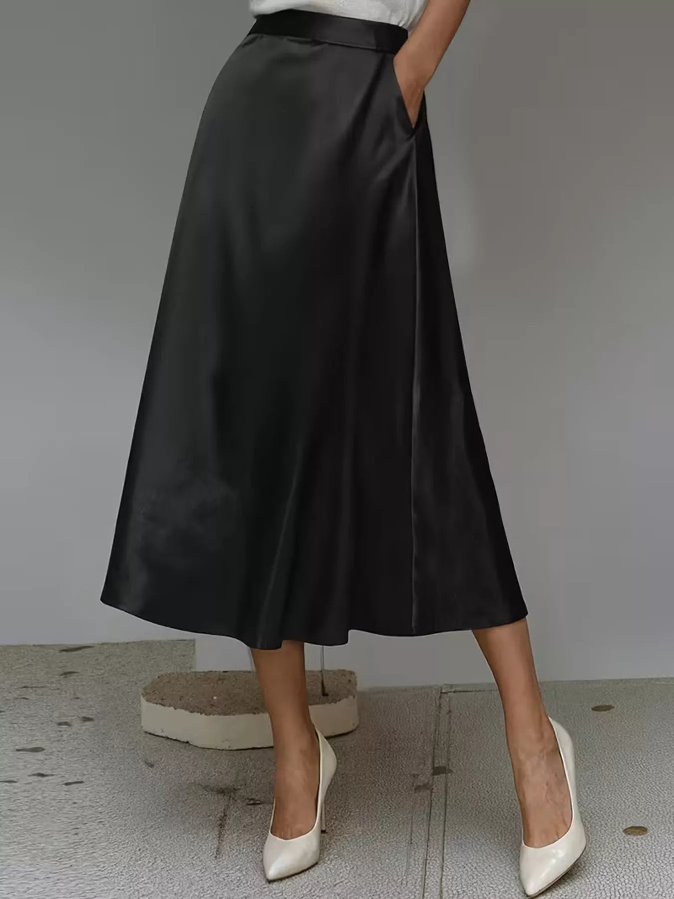 Satin Midi Skirt