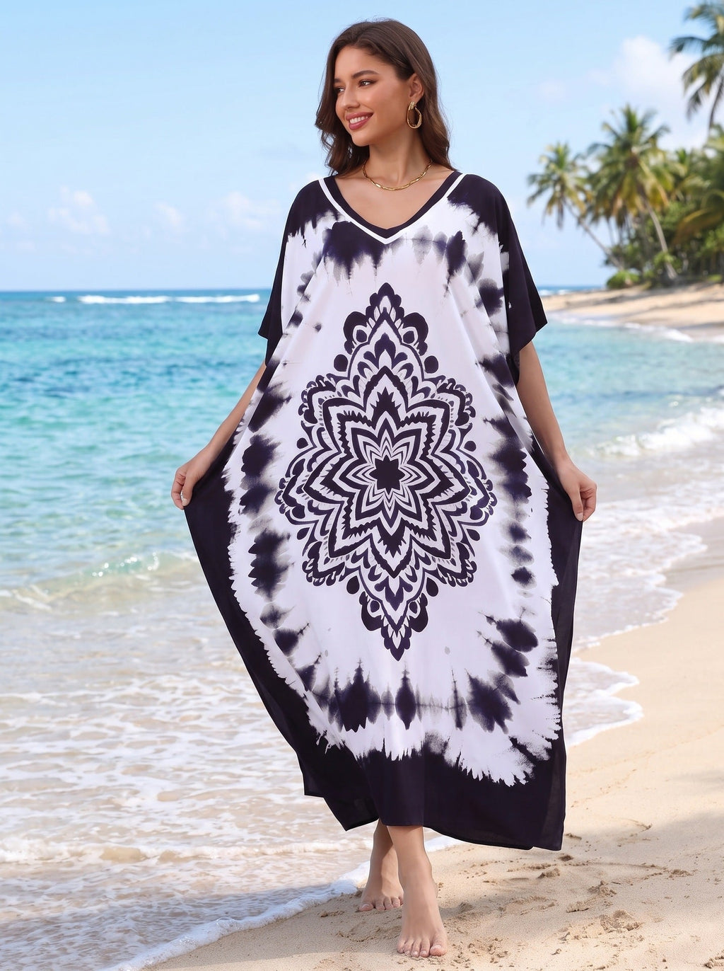 Kaftan Dresses For Women Bathing Suit Cover Up Caftan Maxi Beach Dresses