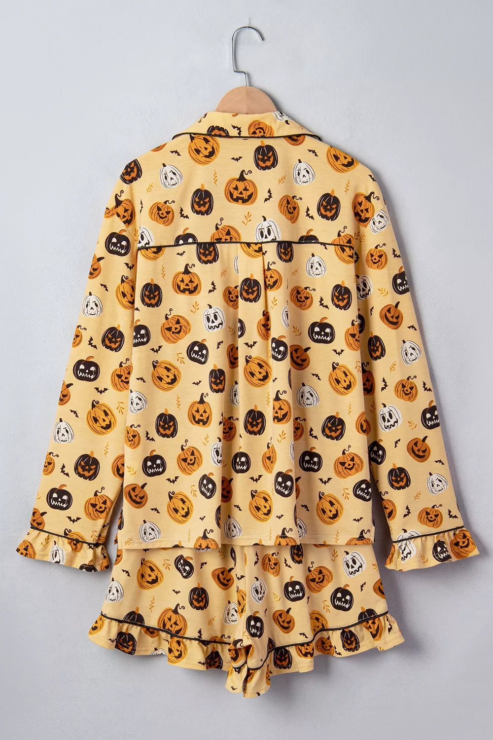 Halloween Pumpkin Print Long Sleeve Two Piece Lounge Set