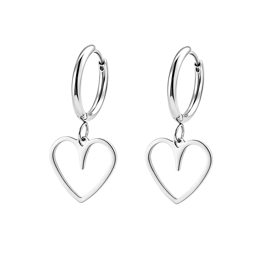 Stainless Steel Gold Silver Two Tone Huggie Hoop Earrings Hollow Open Cut Out Heart Dangle Drop Earrings Minimalist Charm Earrings For Women Daily Fashion Dropshipping Jewelry Gift