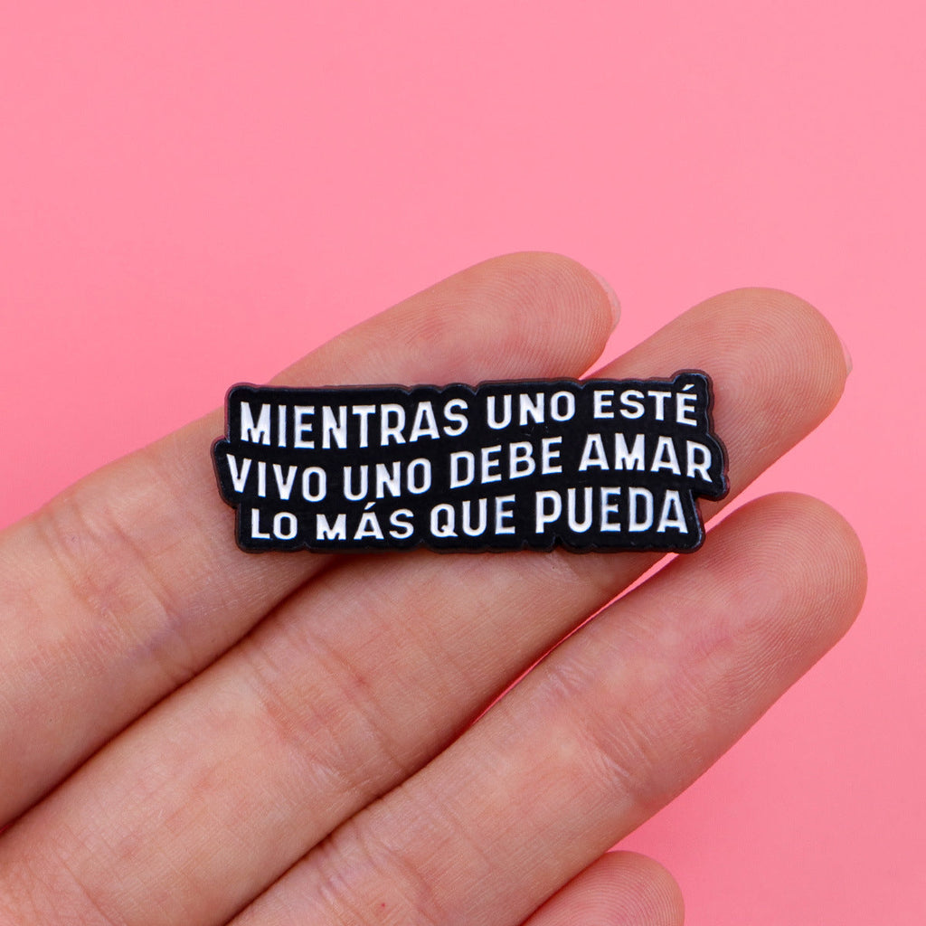 Cartoon English Short Phrase Quote Brooch