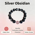 Silver Obsidian Root Chakra Bracelet - Purification & Protection