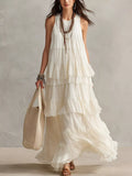Layered Ruffle Sleeveless Maxi Dress