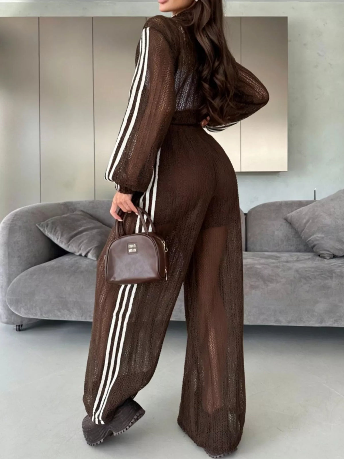 Side Stripes Zip Up Top and Pants Set