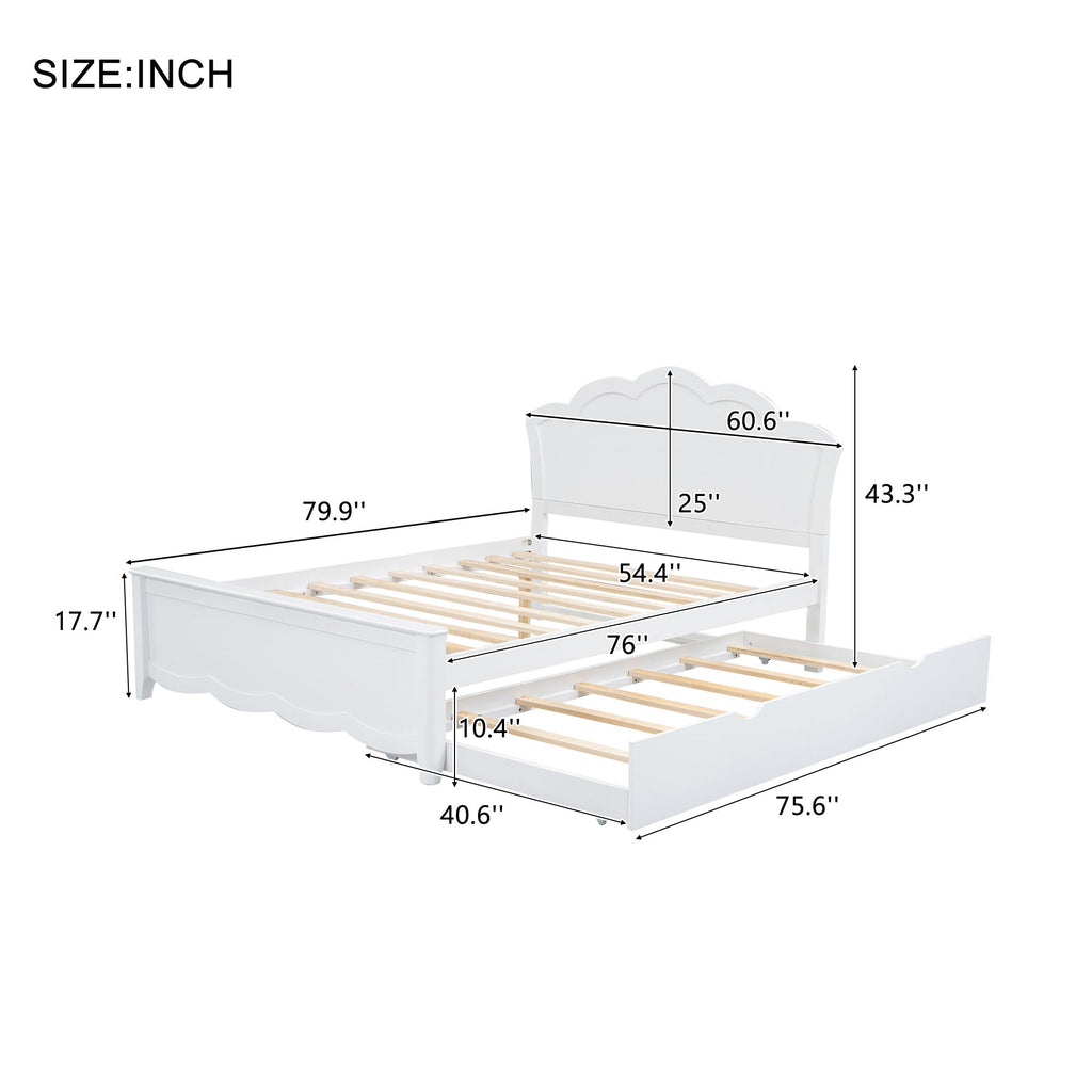 Full Size Wood Platform Bed with Underneath Storage and 2 Drawers