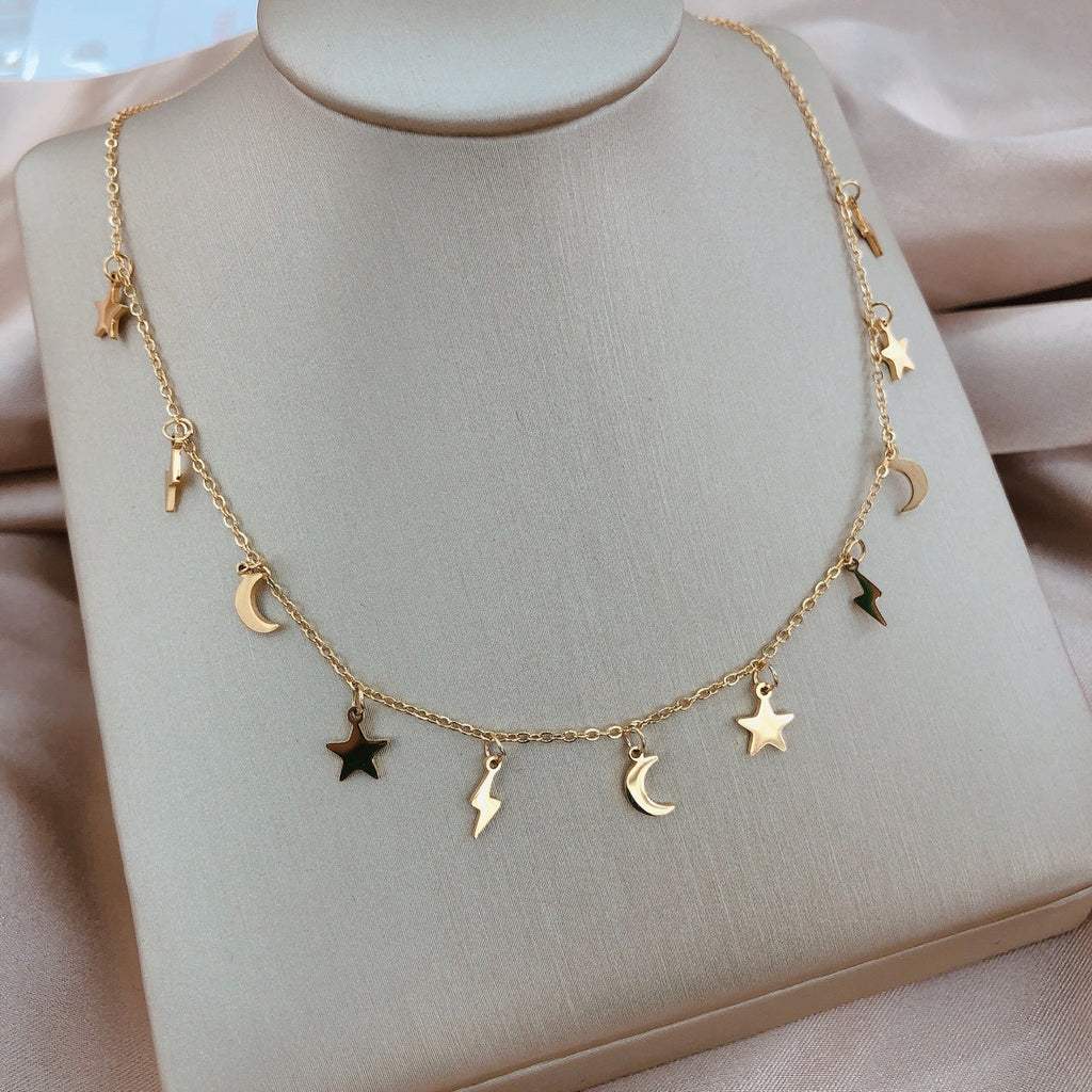 Necklace Female Star Moon Necklace K Gold Fashion Simple Clavicle Chain