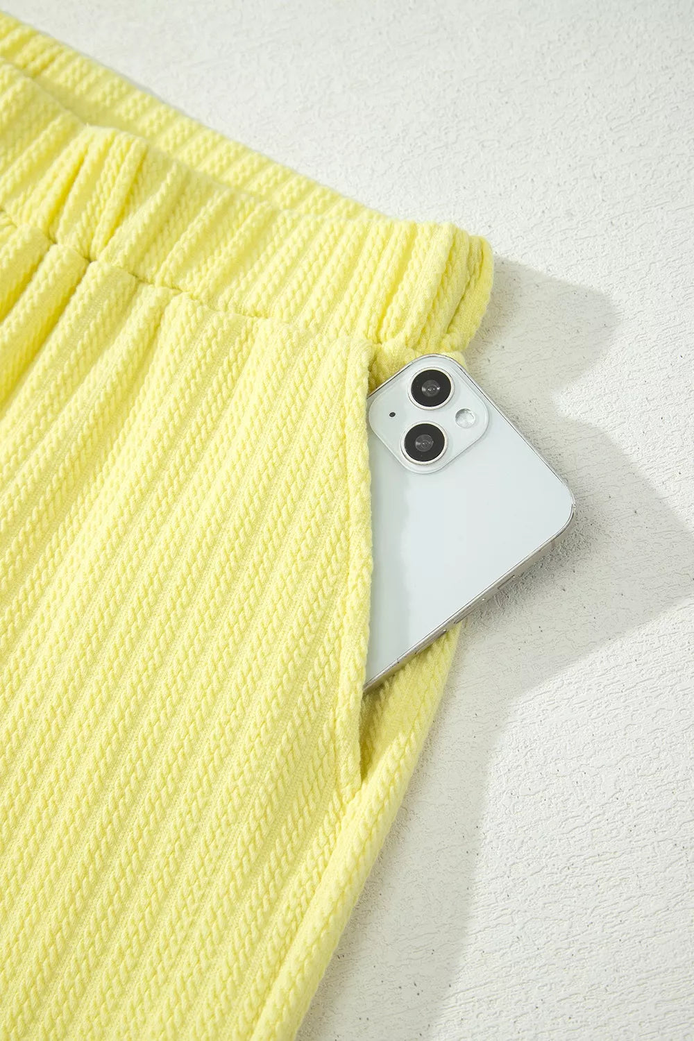 Ribbed Knit Tank and Shorts Set – Pastel Yellow