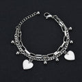 Stainless Steel Mixed Chain Heart Charm Bracelet For Women