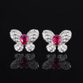 Fashionable Butterfly Ruby Earrings Necklace And Ring