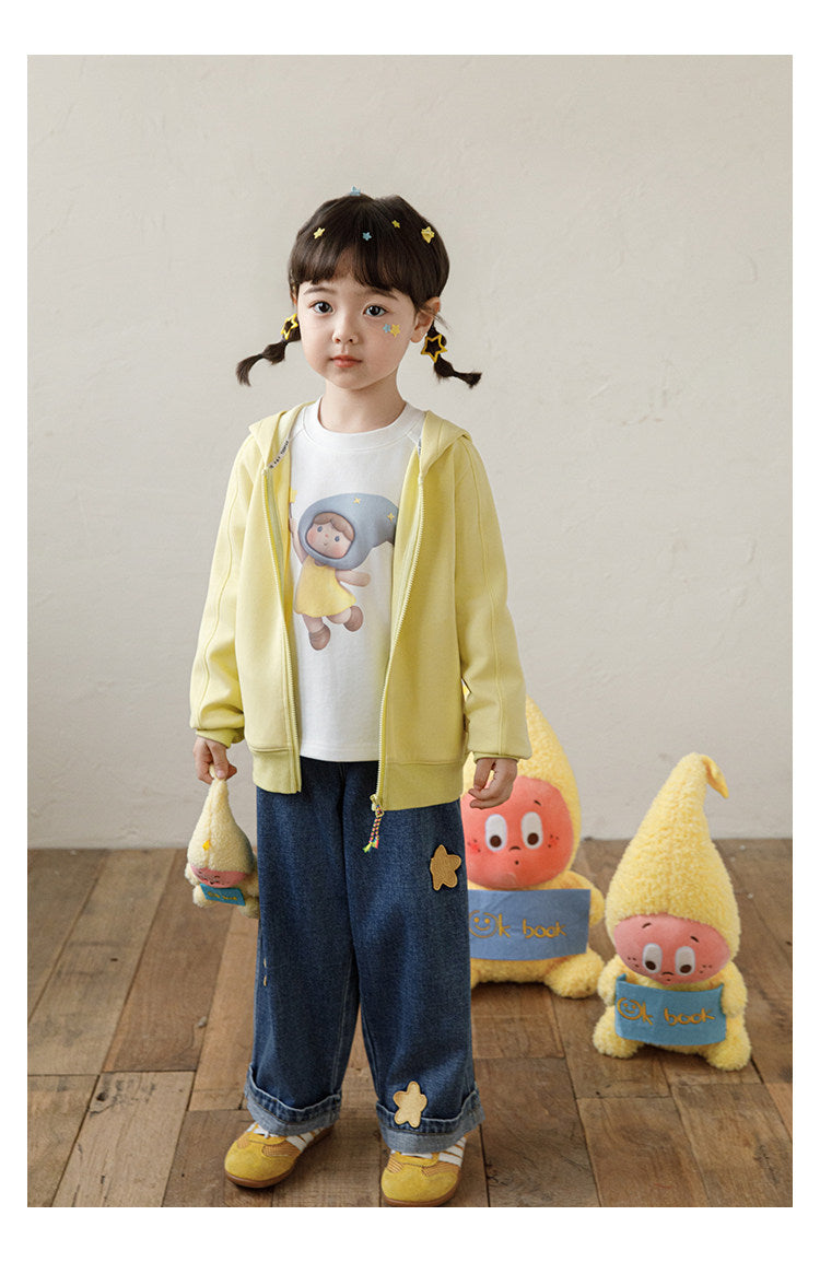 Girls' Embroidered Wide-leg Denim Pantswrinkle-resistant