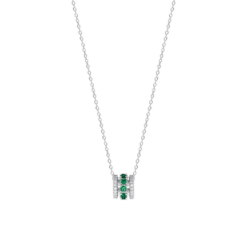 French Style Mint Green Slim Waist Zircon Pendant Necklace Summer Women Neck Jewelry For Daily Dating Banquet Party Occasions