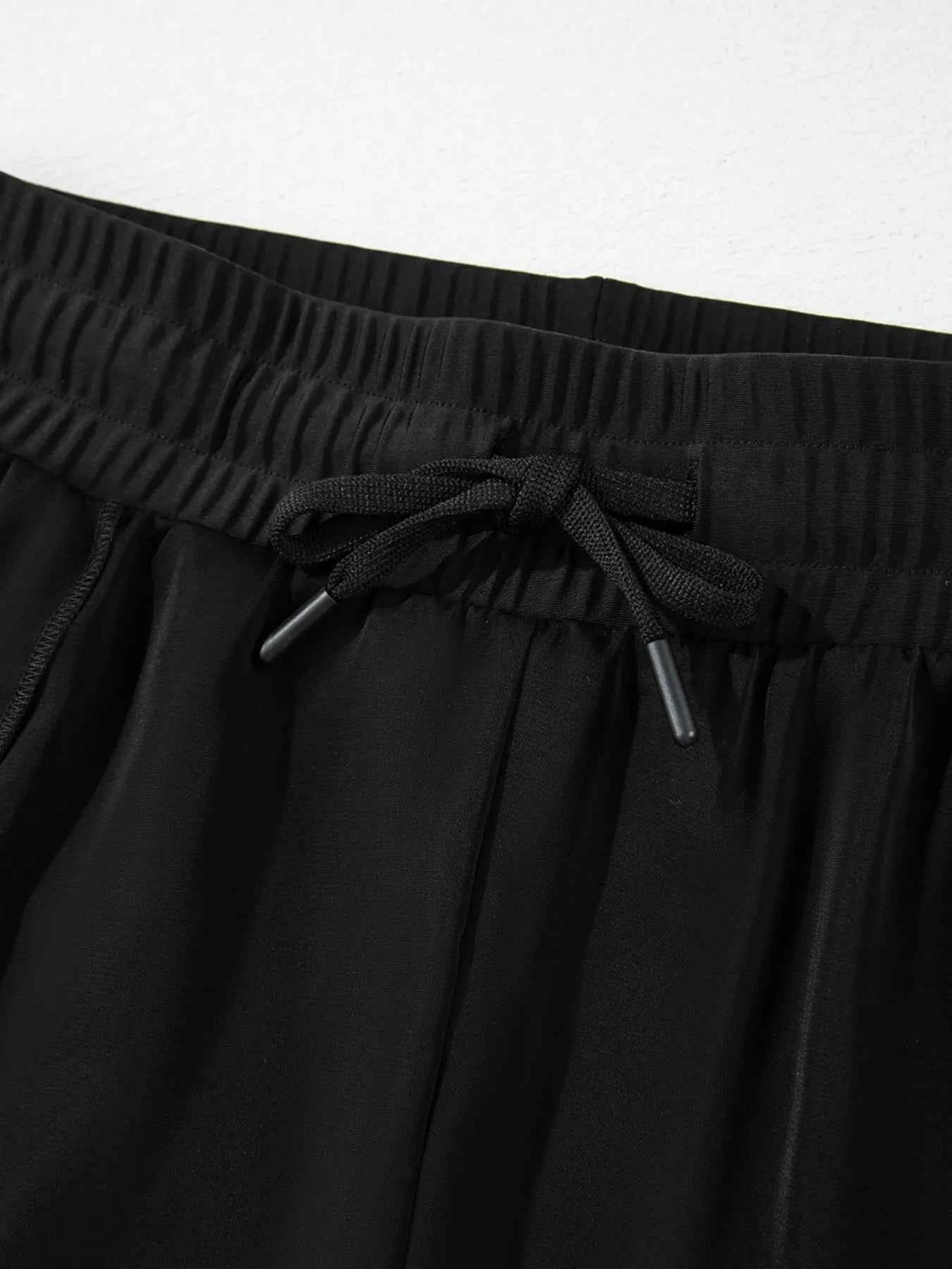 High Waisted Drawstring Swim Shorts