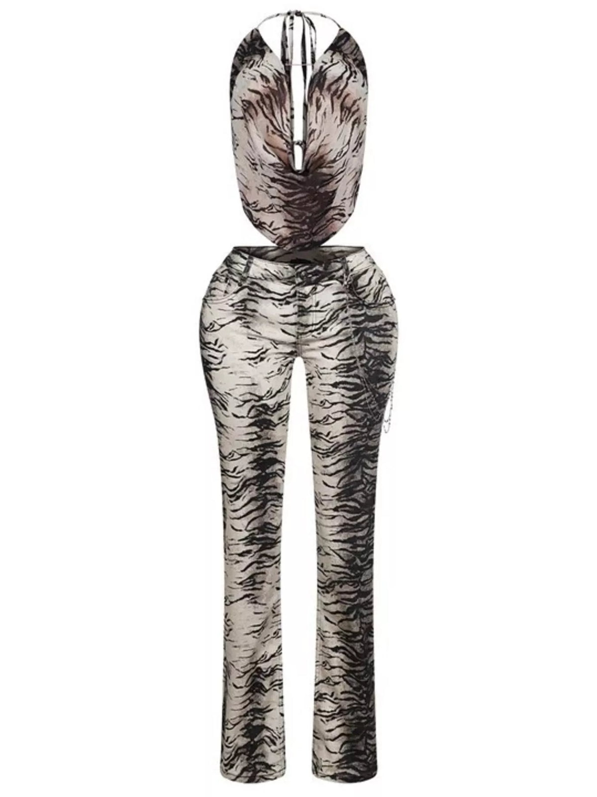 Animal Print Sleeveless Top and Pants Set