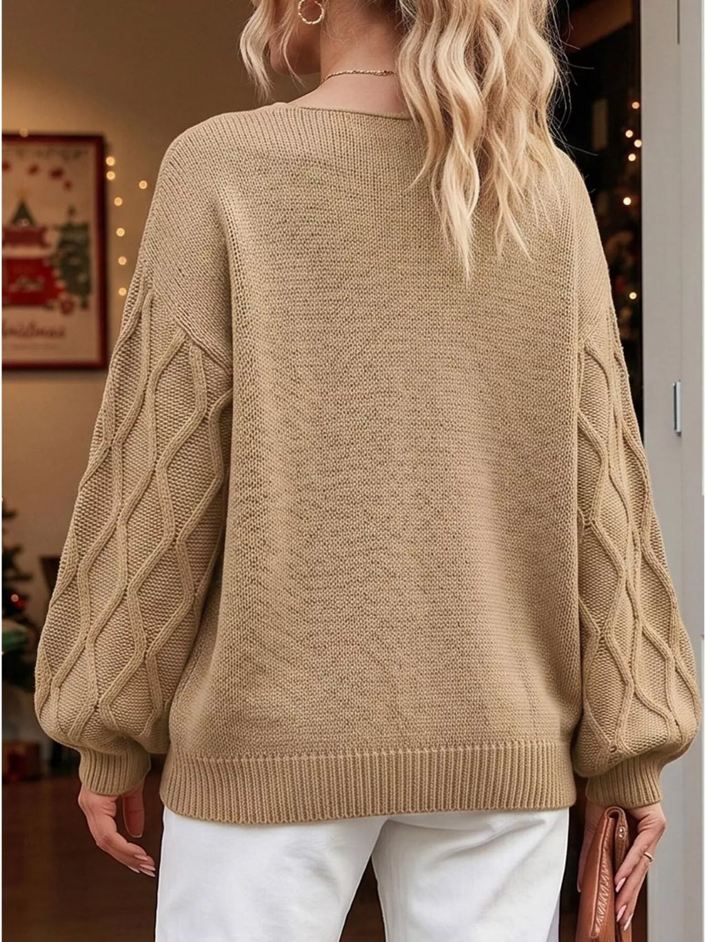 Snowflake Textured V-Neck Sweater