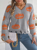 Pumpkin Distressed Hem Sweater