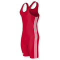 adidas Wrestling 3 Stripes Singlet - Red/White - Youth Large