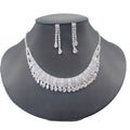 Yiwu Bride Jewelry European And American Fashion Bright Rhinestone Necklace Earrings Wedding Set Factory Direct 497