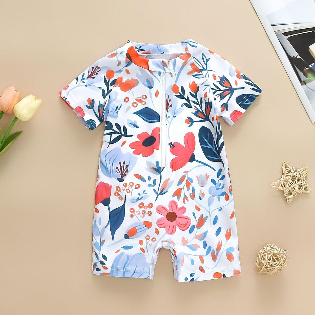 Girls' Flower Full Printed One-piece Swimsuit Baby