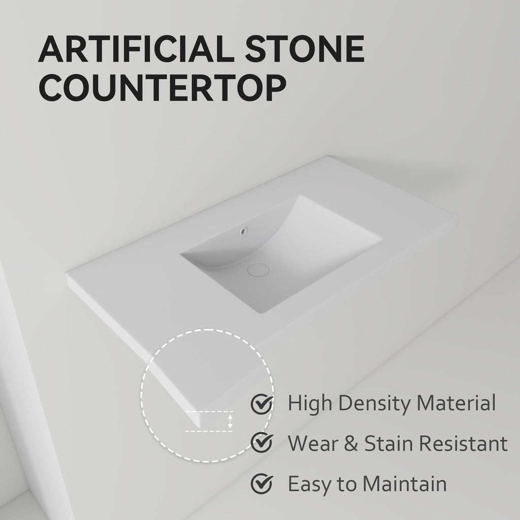 36" Ceramic Basin Sink, Single Faucet Hole