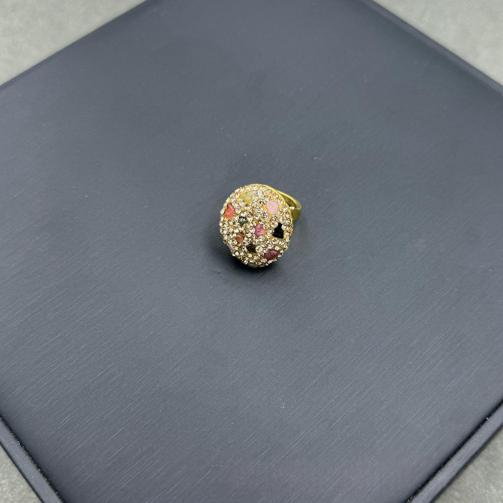 Natural Tourmaline Raw Stone Ring For Women