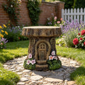 Tree Stump Fairy House Stool Garden Statue